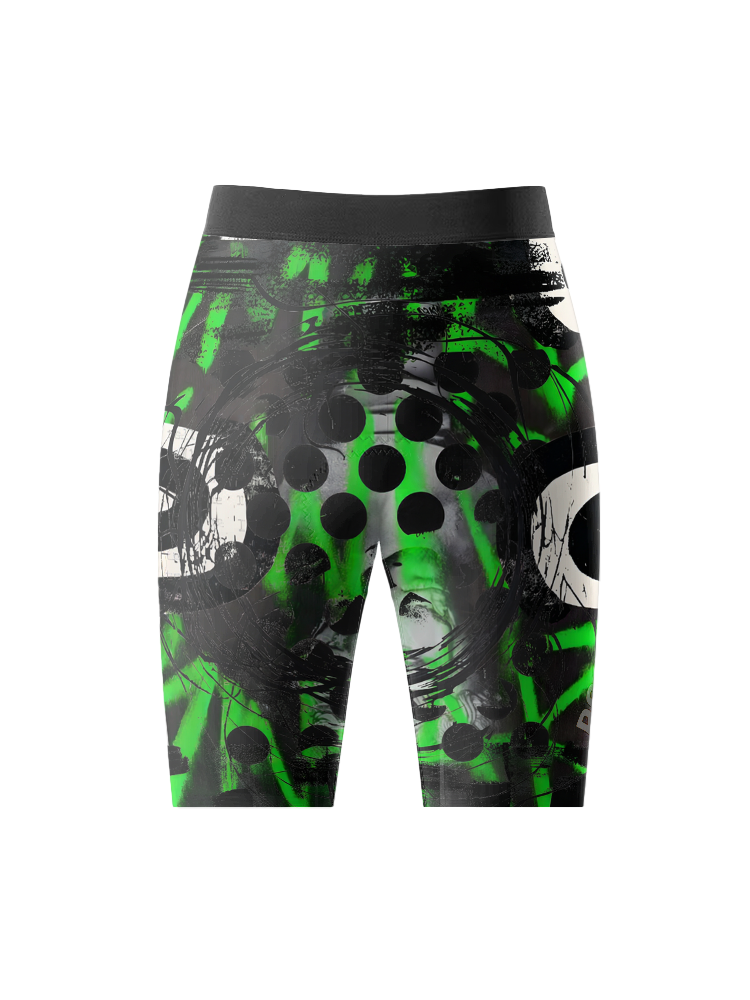 Men's Neon Grunge Halftone Punk Art Cycling Shorts Crafted from Moisture-Wicking Fabric to Stay Dry on the Ride – Front View