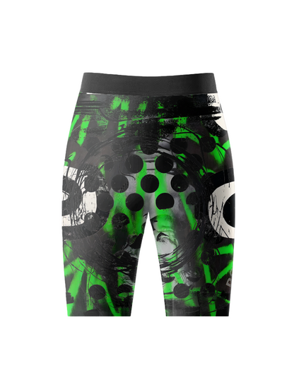 Men's Neon Grunge Halftone Punk Art Cycling Shorts Crafted from Moisture-Wicking Fabric to Stay Dry on the Ride – Front View