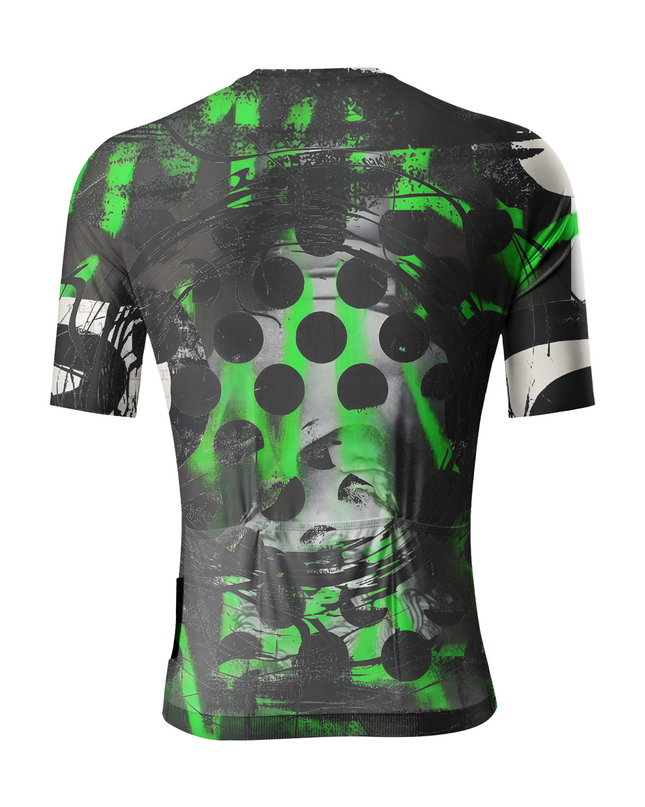 Men's Neon Grunge Halftone Punk Art Pro Aero Jersey Designed with Soft-Touch Fabric for All-Day Comfort – Back View