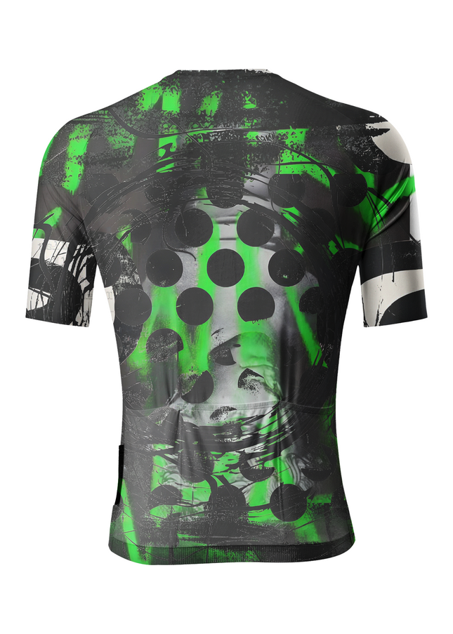 Men's Neon Grunge Halftone Punk Art Pro Aero Jersey Designed with Soft-Touch Fabric for All-Day Comfort – Back View