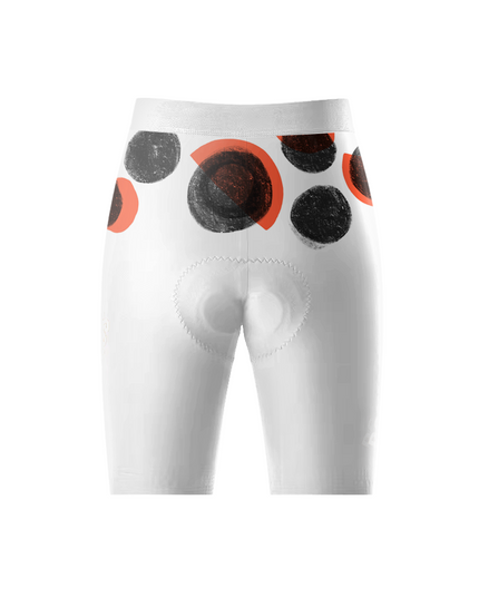 Women's Crimson Orbit Pop Art Polka Cycling Shorts Tailored with Stretch Fit for All-Day Comfort – Back View