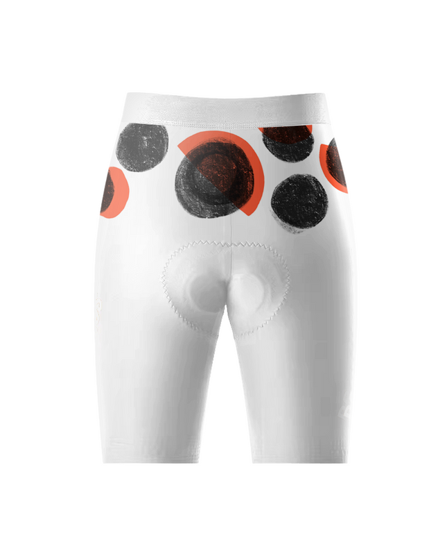 Women's Crimson Orbit Pop Art Polka Cycling Shorts Tailored with Stretch Fit for All-Day Comfort – Back View