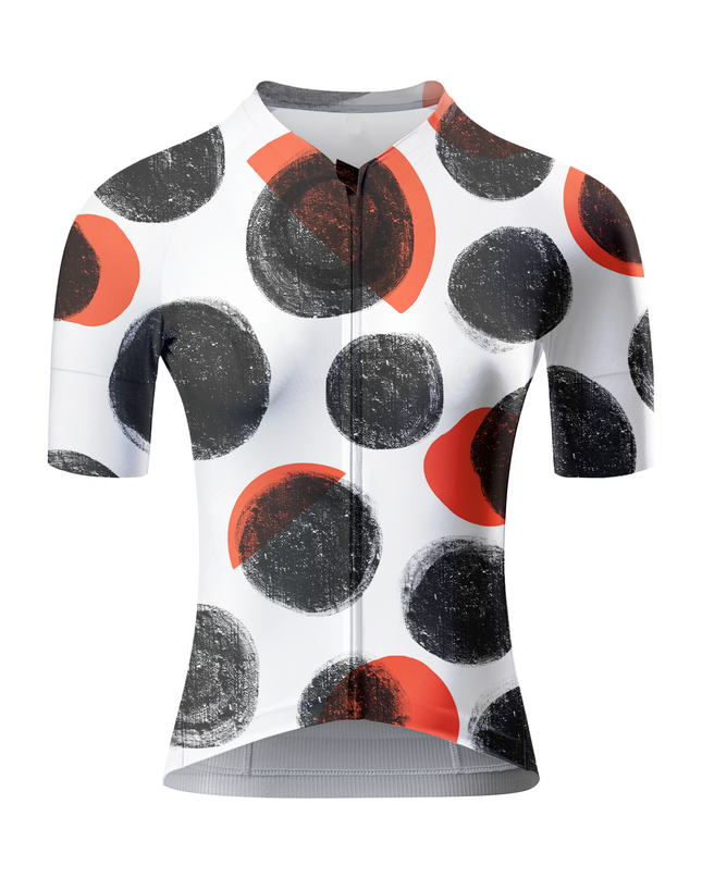 Women's Crimson Orbit Pop Art Polka Pro Aero Jersey Built for Road Cycling and Long Training Rides – Front View