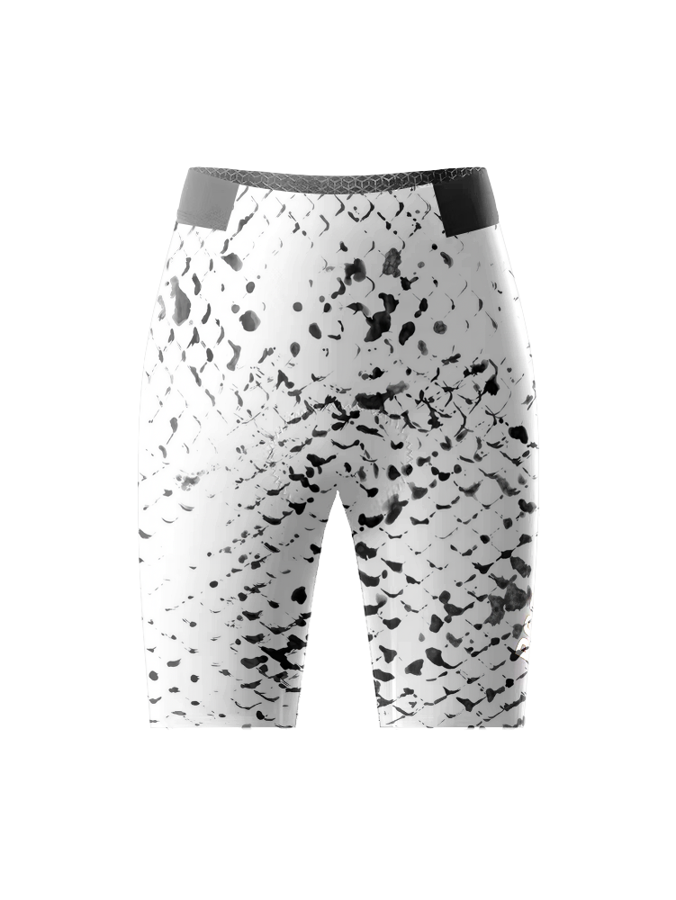 Women's Cyber Safari All-Weather Neon Animal-Print Cycling Shorts Crafted from Moisture-Wicking Fabric to Stay Dry on the Ride – Front View