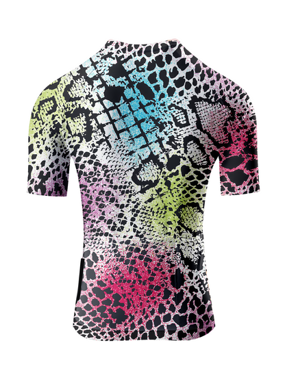 Women's Cyber Safari All-Weather Neon Animal-Print Pro Jersey Designed with Soft-Touch Fabric for All-Day Comfort – Back View