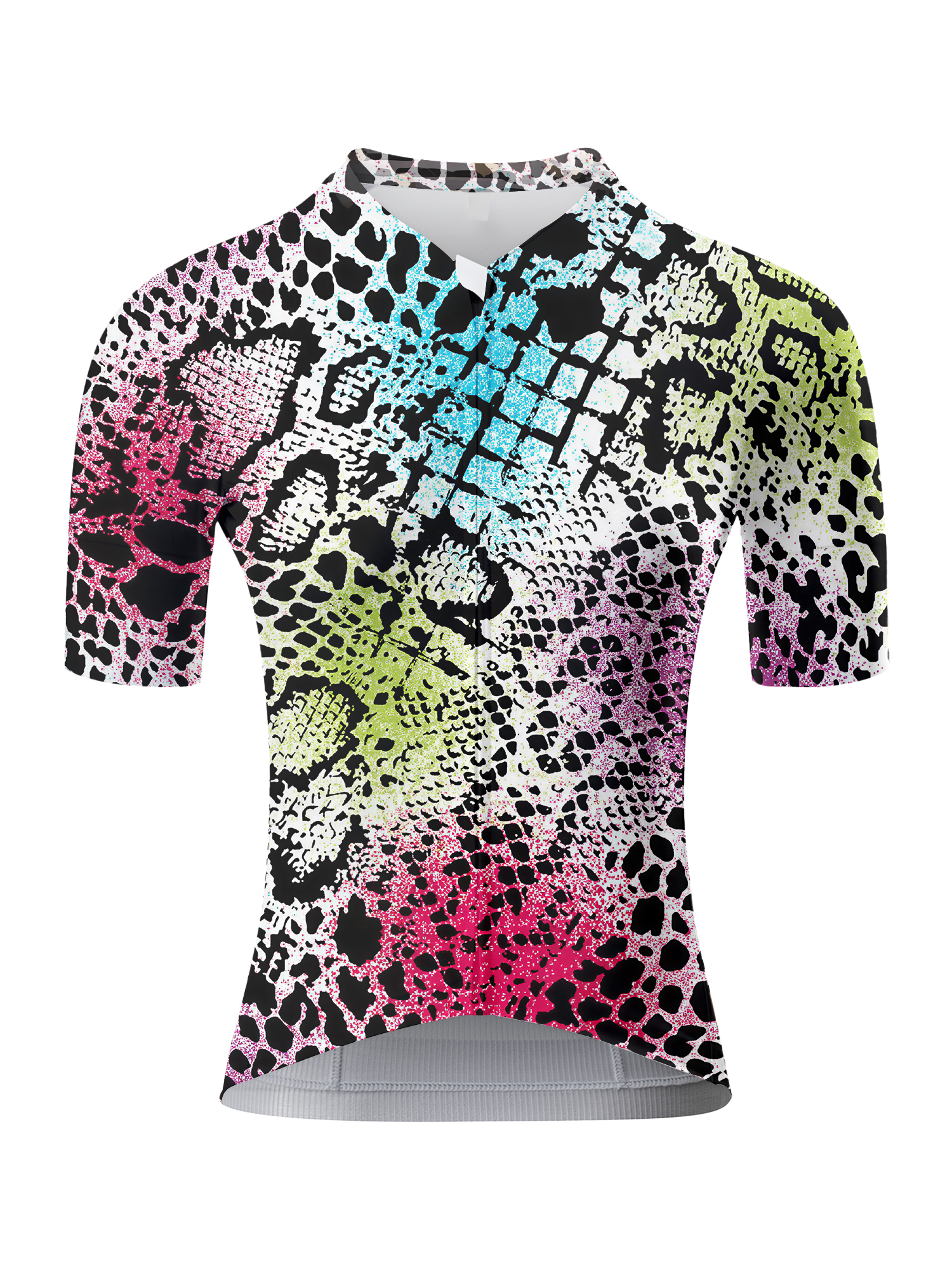 Women's Cyber Safari All-Weather Neon Animal-Print Pro Jersey Built for Road Cycling and Long Training Rides – Front View