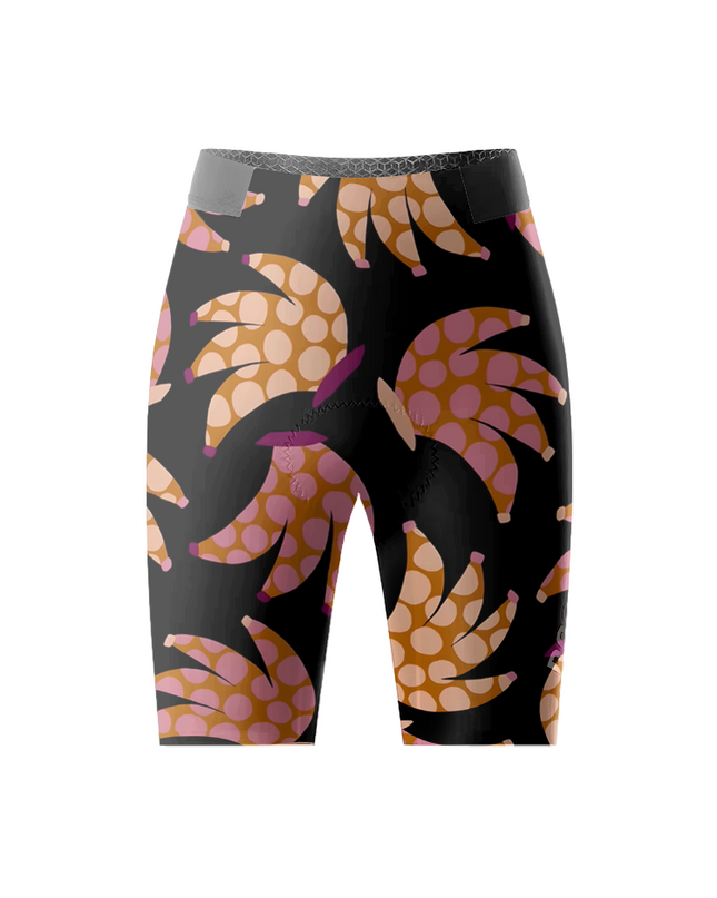 Women's Funky Banana Quirky Pop Art Cycling Shorts Designed with Soft-Touch Fabric for All-Day Comfort – Front View