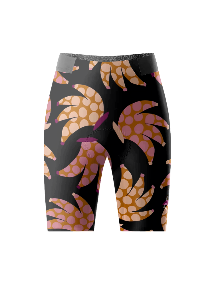 Women's Funky Banana Quirky Pop Art Cycling Shorts Designed with Soft-Touch Fabric for All-Day Comfort – Front View