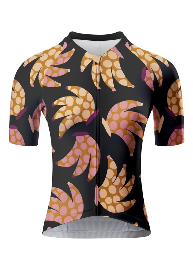 Women's Funky Banana Quirky Pop Art Pro Aero Jersey Crafted from Moisture-Wicking Fabric to Stay Dry on the Ride – Front View