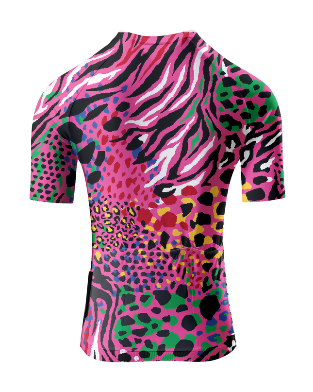 Women's Hyper-Safari All-Weather Neon Collage Pro Jersey Designed with Soft-Touch Fabric for All-Day Comfort – Back View