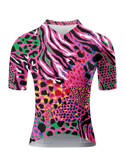 Women's Hyper-Safari All-Weather Neon Collage Pro Jersey Built for Road Cycling and Long Training Rides – Front View