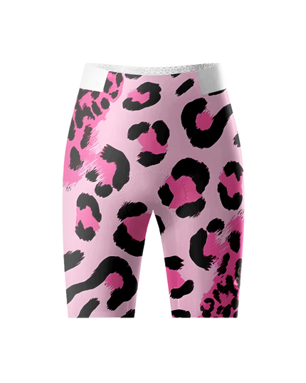 Women's Neon Safari Maximalist Animal Print Cycling Shorts Crafted from Moisture-Wicking Fabric to Stay Dry on the Ride – Front View