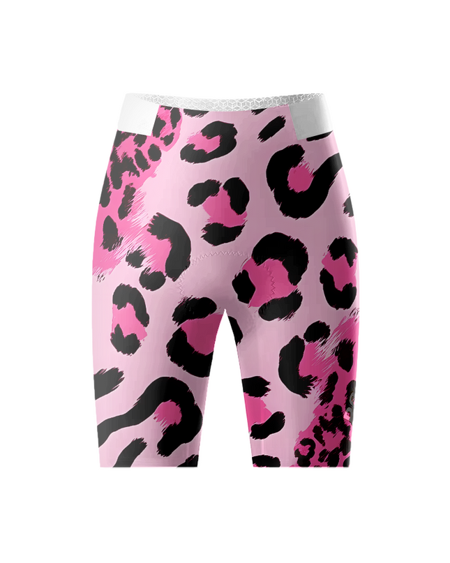Women's Neon Safari Maximalist Animal Print Cycling Shorts Crafted from Moisture-Wicking Fabric to Stay Dry on the Ride – Front View