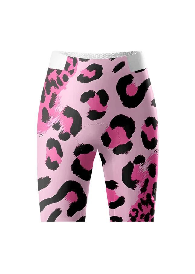 Women's Neon Safari Maximalist Animal Print Cycling Shorts Crafted from Moisture-Wicking Fabric to Stay Dry on the Ride – Front View