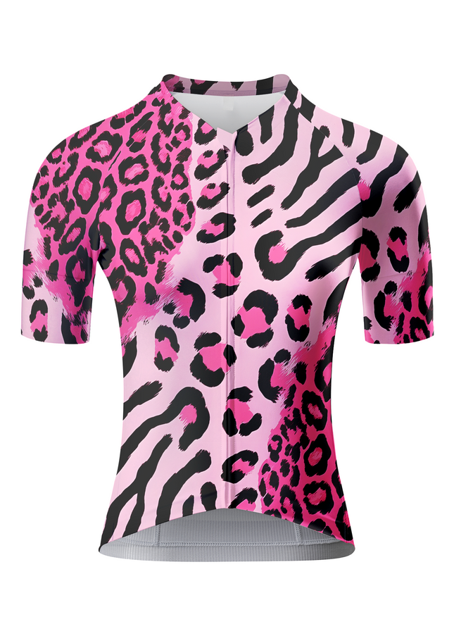 Women's Neon Safari Maximalist Animal Print Pro Aero Jersey Designed with Soft-Touch Fabric for All-Day Comfort – Front View