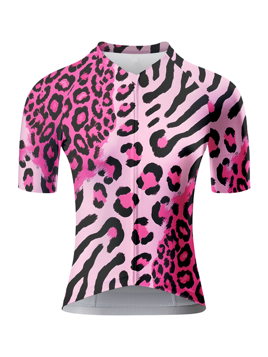Women's Neon Safari Maximalist Animal Print Pro Aero Jersey Designed with Soft-Touch Fabric for All-Day Comfort – Front View