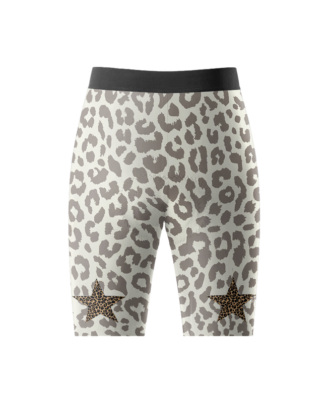 Women's Stellar Mirage All-Weather Double-Leopard Cycling Shorts Tailored with Stretch Fit for All-Day Comfort – Back View