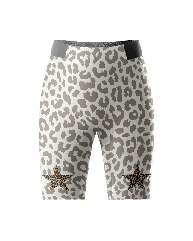 Women's Stellar Mirage All-Weather Double-Leopard Cycling Shorts Built for Road Cycling and Long Training Rides – Front View