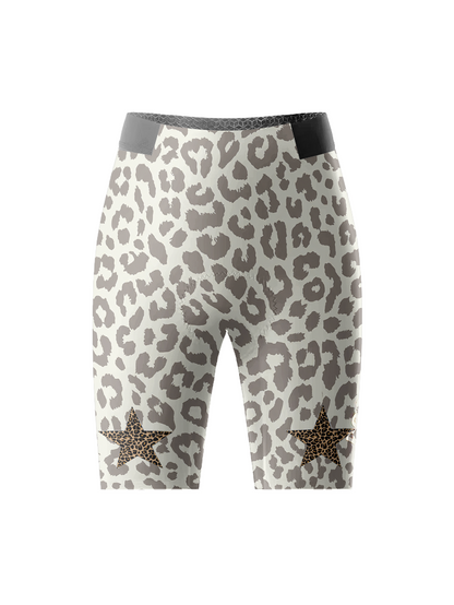 Women's Stellar Mirage All-Weather Double-Leopard Cycling Shorts Built for Road Cycling and Long Training Rides – Front View