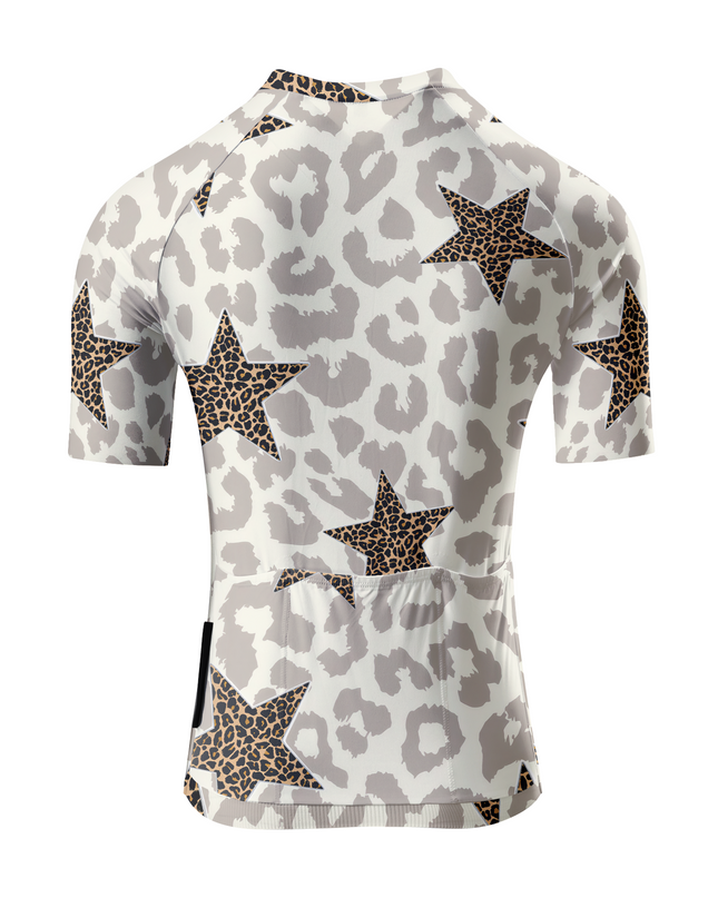 Women's Stellar Mirage All-Weather Double-Leopard Pro Aero Jersey Designed with Soft-Touch Fabric for All-Day Comfort – Back View