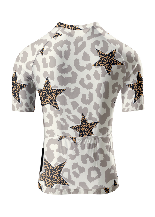 Women's Stellar Mirage All-Weather Double-Leopard Pro Aero Jersey Designed with Soft-Touch Fabric for All-Day Comfort – Back View