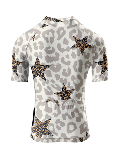 Women's Stellar Mirage All-Weather Double-Leopard Pro Aero Jersey Designed with Soft-Touch Fabric for All-Day Comfort – Back View