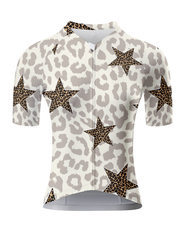 Women's Stellar Mirage All-Weather Double-Leopard Pro Aero Jersey Tailored with Stretch Fit for Race-Inspired Silhouette – Front View