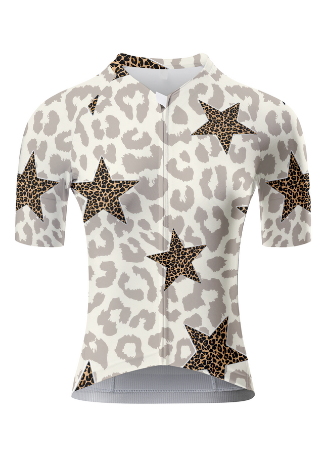 Women's Stellar Mirage All-Weather Double-Leopard Pro Aero Jersey Tailored with Stretch Fit for Race-Inspired Silhouette – Front View