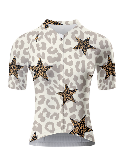 Women's Stellar Mirage All-Weather Double-Leopard Pro Aero Jersey Tailored with Stretch Fit for Race-Inspired Silhouette – Front View