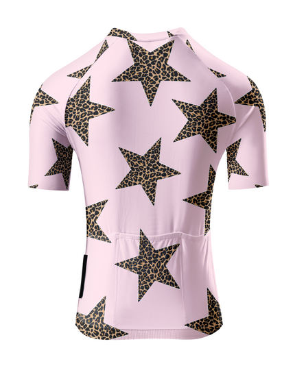 Women's Stellar Wild All-Weather Leopard-Star Pro Jersey Crafted from Moisture-Wicking Fabric to Stay Dry on the Ride – Back View