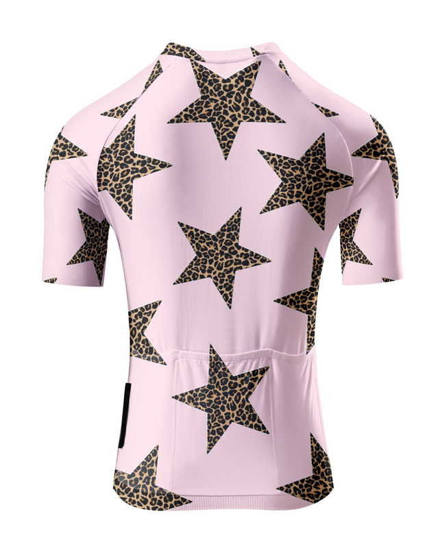 Women's Stellar Wild All-Weather Leopard-Star Pro Jersey Crafted from Moisture-Wicking Fabric to Stay Dry on the Ride – Back View