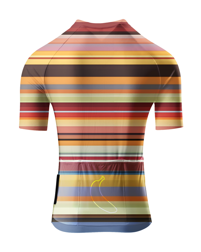 Women's Vintage Horizon 70s Stripe Art Pro Aero Jersey Tailored with Stretch Fit for Race-Inspired Silhouette – Back View