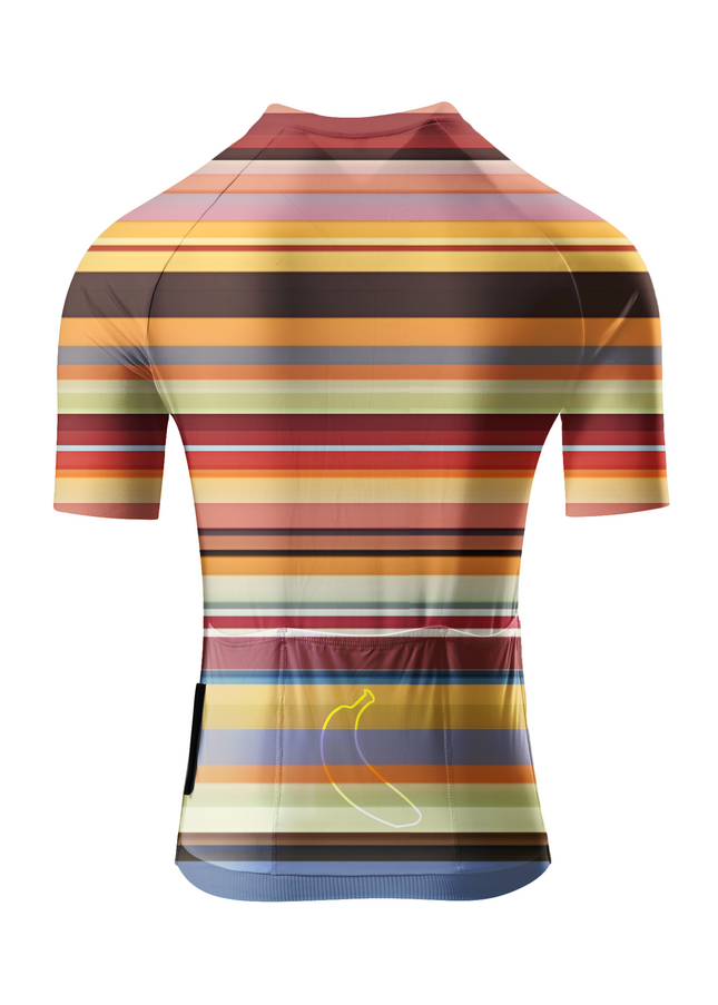 Women's Vintage Horizon 70s Stripe Art Pro Aero Jersey Tailored with Stretch Fit for Race-Inspired Silhouette – Back View