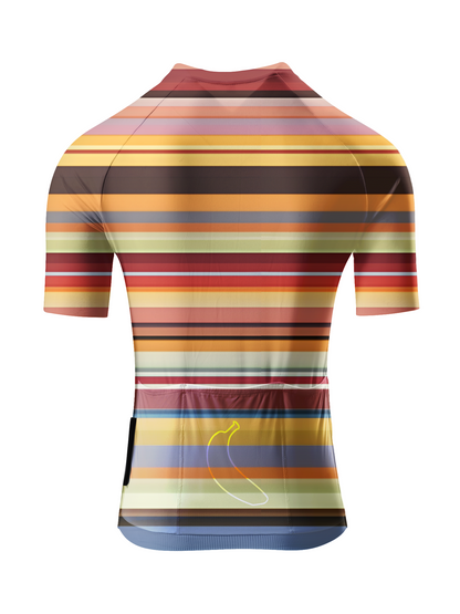 Women's Vintage Horizon 70s Stripe Art Pro Aero Jersey Tailored with Stretch Fit for Race-Inspired Silhouette – Back View