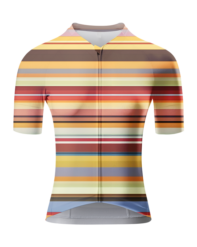 Women's Vintage Horizon 70s Stripe Art Pro Aero Jersey Built for Road Cycling and Long Training Rides – Front View