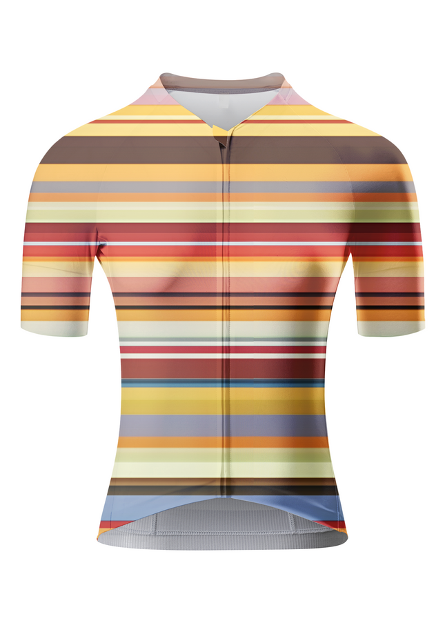 Women's Vintage Horizon 70s Stripe Art Pro Aero Jersey Built for Road Cycling and Long Training Rides – Front View