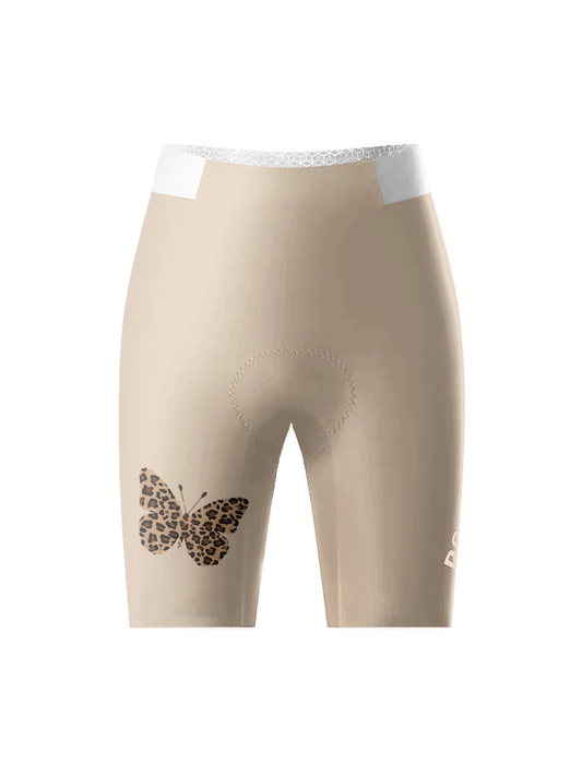 Women's Wild Flutter Leopard Butterfly Cycling Shorts Tailored with Stretch Fit for All-Day Comfort – Back View