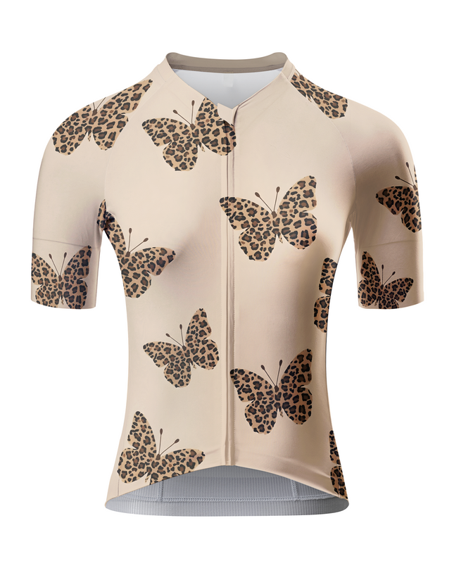Women's Wild Flutter Leopard Butterfly Pro Aero Jersey Tailored with Stretch Fit for Race-Inspired Silhouette – Front View