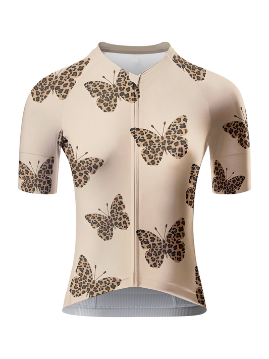 Women's Wild Flutter Leopard Butterfly Pro Aero Jersey Tailored with Stretch Fit for Race-Inspired Silhouette – Front View