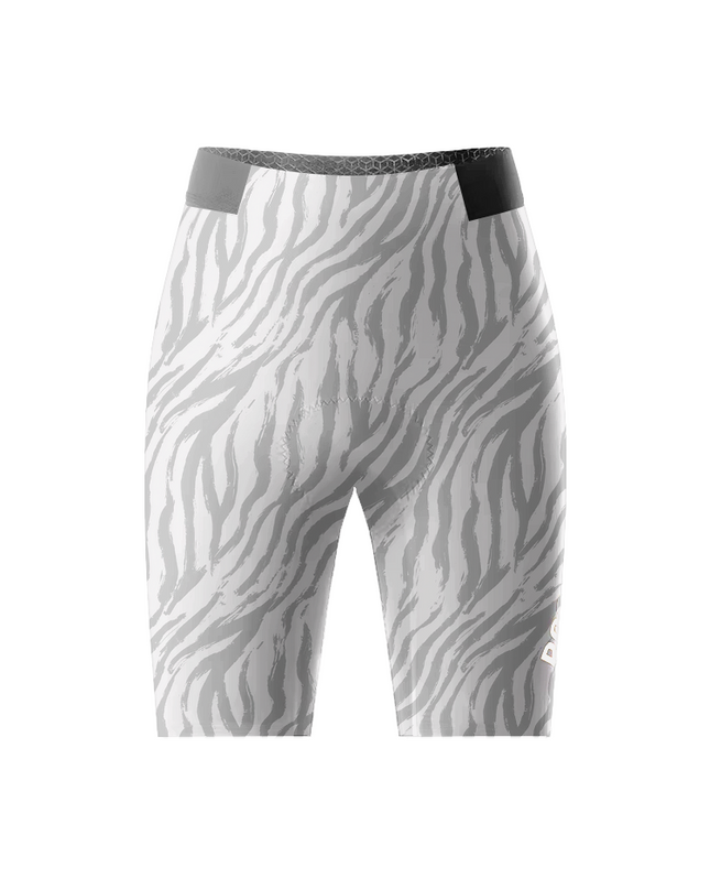 Women's Zebra-Leopard Hybrid All-Weather Cycling Shorts Designed with Soft-Touch Fabric for All-Day Comfort – Front View