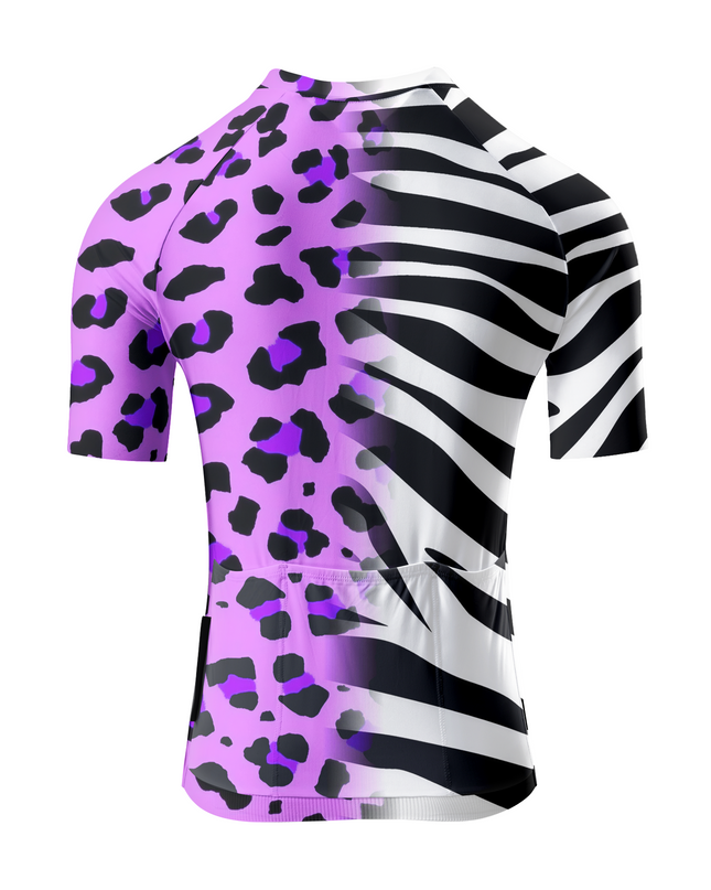 Women's Zebra-Leopard Hybrid All-Weather Pro Aero Jersey Tailored with Stretch Fit for Race-Inspired Silhouette – Back View
