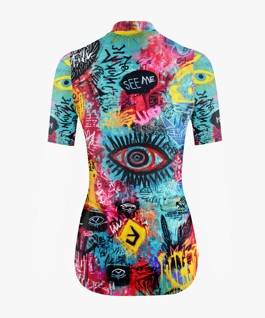 Women's Cycling Jersey Tailored with Stretch Fit for Race-Inspired Silhouette – Back View