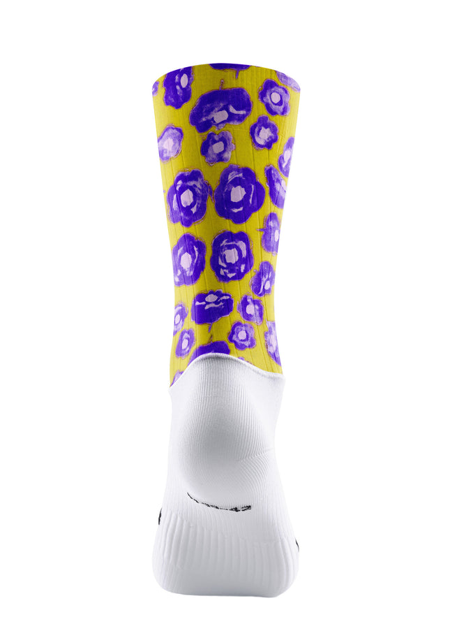 ROCKBROS Yellow & Purple Abstract Floral Print Socks