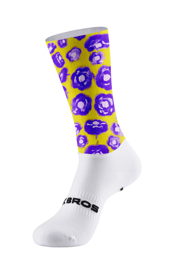 ROCKBROS Yellow & Purple Abstract Floral Print Socks