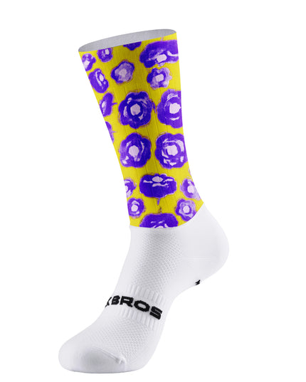 ROCKBROS Women's Yellow & Purple Abstract Floral Print Short Sleeve Cycling Set