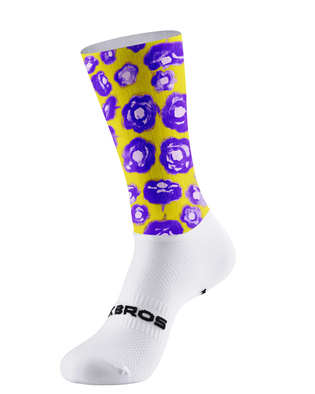 ROCKBROS Women's Yellow & Purple Abstract Floral Print Short Sleeve Cycling Set