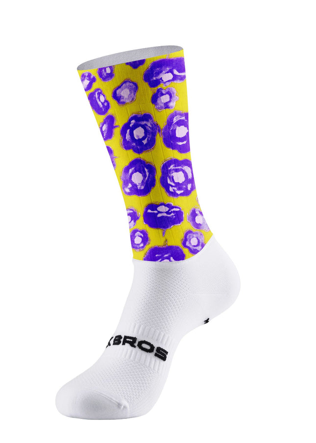 ROCKBROS Women's Yellow & Purple Abstract Floral Print Short Sleeve Cycling Set