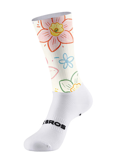 ROCKBROS Women Hand-Drawn Daffodil Print Short Sleeve Cycling Set